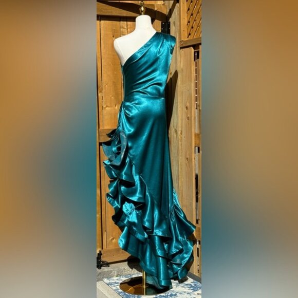 🆕 BRONX & BANCO Monica Turquoise Gown, Sz S US 4- Moving sale - Picture 7 of 15
